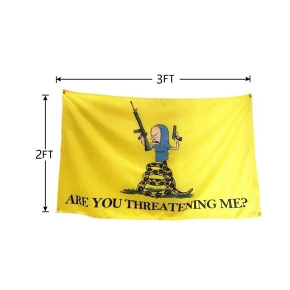 Beavis and Butthead - Are You Threatening Me Polyester Flag 2’x3’ Dorm Tapestry - Picture 3 of 7
